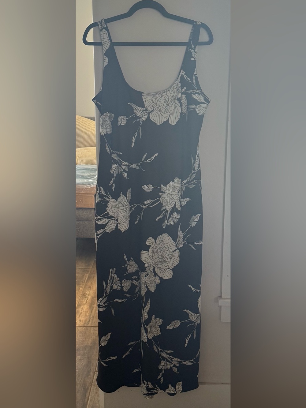 Sleeveless Black Floral Sheath Dress - Elegant White Rose Print